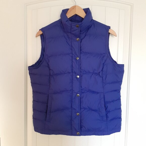 Lands' End Women's Snap Front Down Puffer Vest Blue Size M - Picture 1 of 10